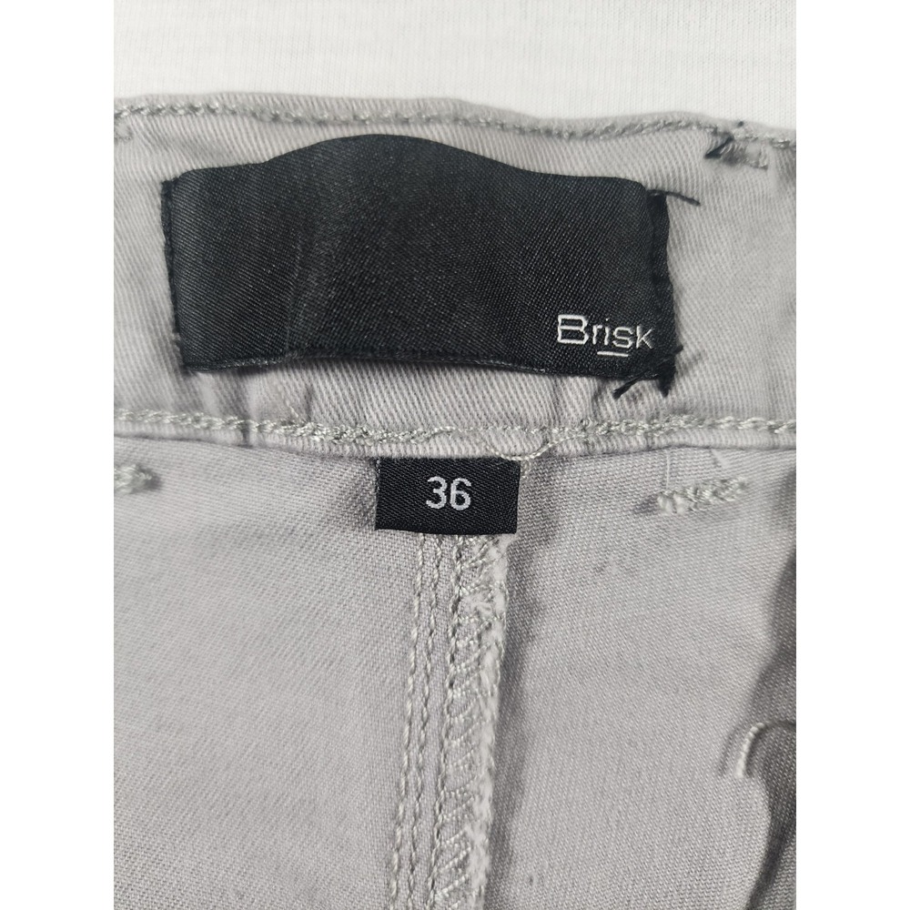 Brisk Chino Shorts Mens 36 Grey Solid Stretch Casual Summer Golf Church Everyday - Picture 6 of 8
